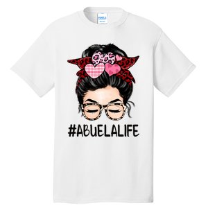 Abuela Valentines Day Women Cute Messy Bun Appreciation Tall T-Shirt