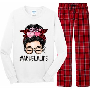 Abuela Valentines Day Women Cute Messy Bun Appreciation Long Sleeve Pajama Set