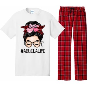 Abuela Valentines Day Women Cute Messy Bun Appreciation Pajama Set