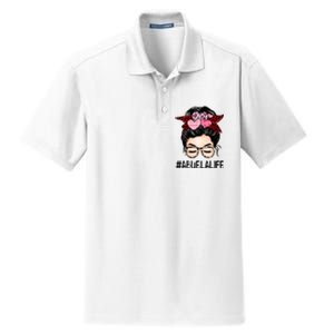 Abuela Valentines Day Women Cute Messy Bun Appreciation Dry Zone Grid Polo