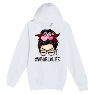 Abuela Valentines Day Women Cute Messy Bun Appreciation Premium Pullover Hoodie