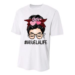 Abuela Valentines Day Women Cute Messy Bun Appreciation Performance Sprint T-Shirt