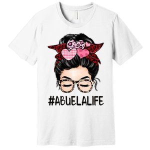 Abuela Valentines Day Women Cute Messy Bun Appreciation Premium T-Shirt