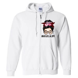 Abuela Valentines Day Women Cute Messy Bun Appreciation Full Zip Hoodie