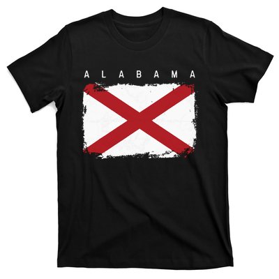 Alabama Vintage Distressed Home State Flag Design T-Shirt