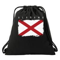 Alabama Vintage Distressed Home State Flag Design Drawstring Bag