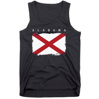 Alabama Vintage Distressed Home State Flag Design Tank Top