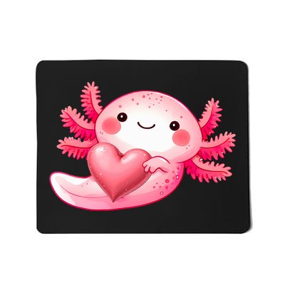 Axolotl Valentines Day Cute Axolotl Heart  Mousepad