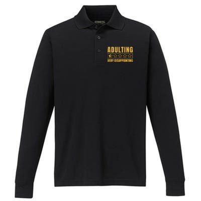 Adulting Very Disappointing Funny Performance Long Sleeve Polo