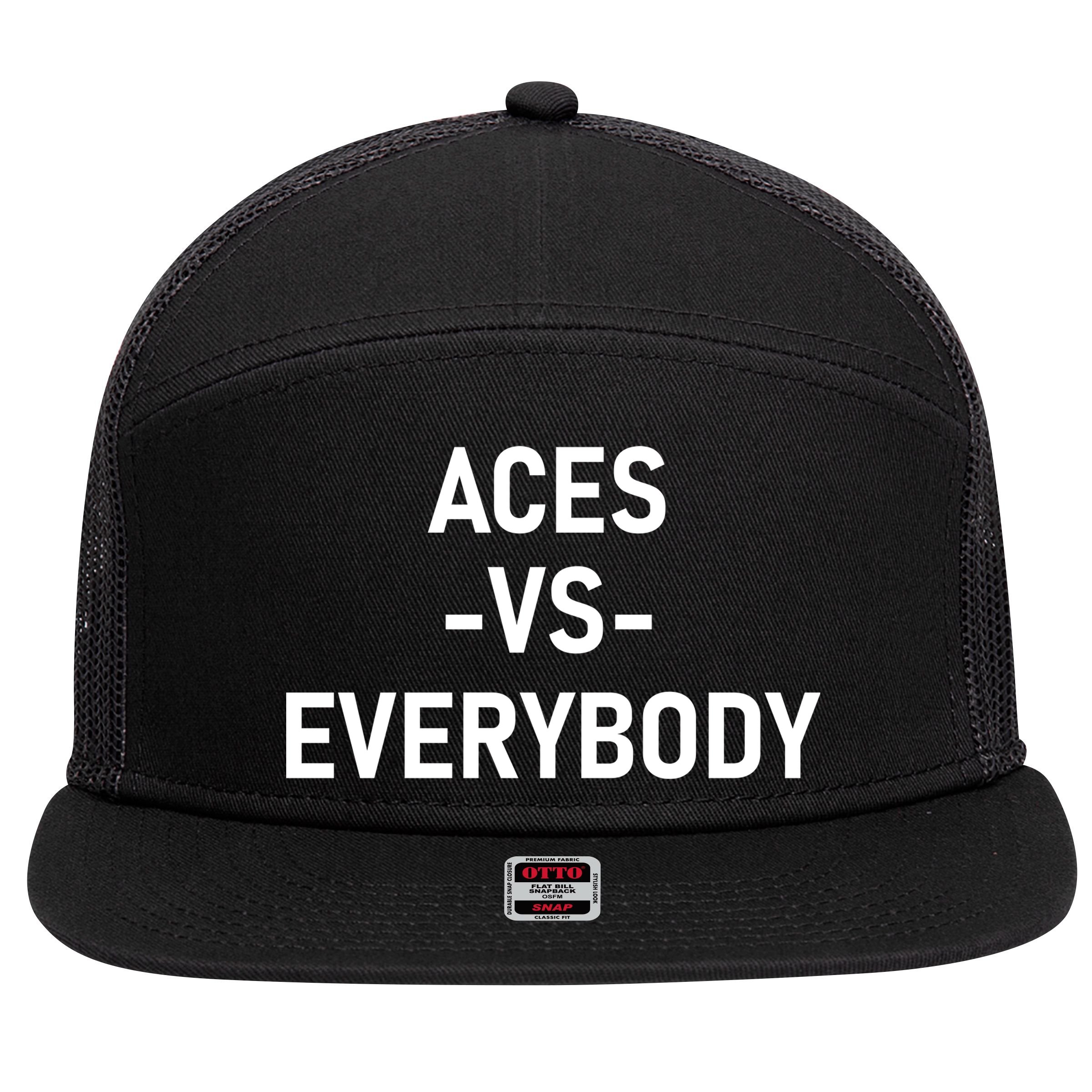 Aces Vs Everybody 7 Panel Mesh Trucker Snapback Hat