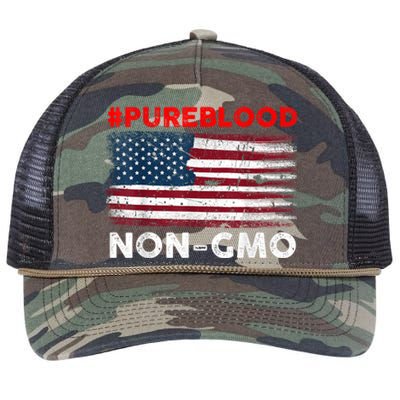 American Vintage Flag Pure Blood Non Gmo Retro Rope Trucker Hat Cap