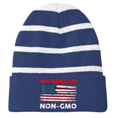 American Vintage Flag Pure Blood Non Gmo Striped Beanie with Solid Band