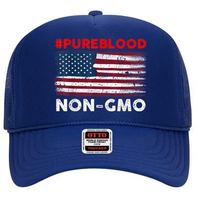 American Vintage Flag Pure Blood Non Gmo High Crown Mesh Back Trucker Hat