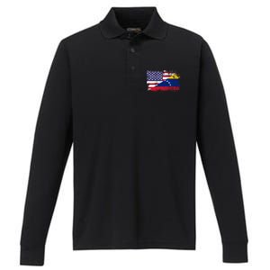 American Venezuela Flag Funny Gift Performance Long Sleeve Polo