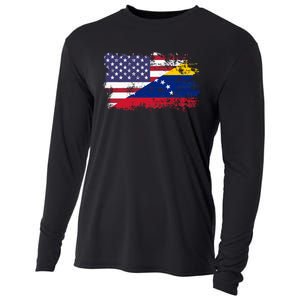 American Venezuela Flag Funny Gift Cooling Performance Long Sleeve Crew