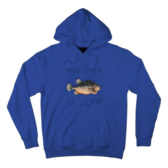 Aesthetic Vintage Fish Illustration For Unique Fishing Dad Gift Tall Hoodie