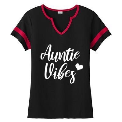 Auntie Vibes Funny Saying For New Aunt From Nephew Meaningful Gift Ladies Halftime Notch Neck Tee