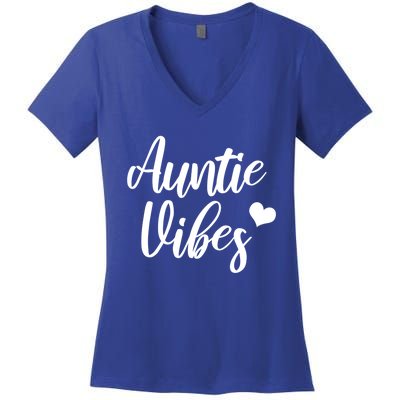 Auntie Vibes Funny Saying For New Aunt From Nephew Meaningful Gift Women's V-Neck T-Shirt