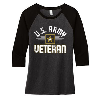 Army Veteran Flag Women's Tri-Blend 3/4-Sleeve Raglan Shirt