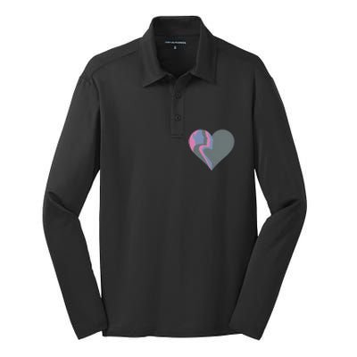 Anti Valentines Friends Galentines Day Female Profile Heart Gift Silk Touch Performance Long Sleeve Polo