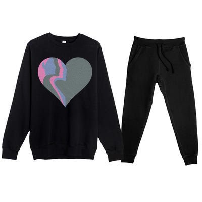 Anti Valentines Friends Galentines Day Female Profile Heart Gift Premium Crewneck Sweatsuit Set