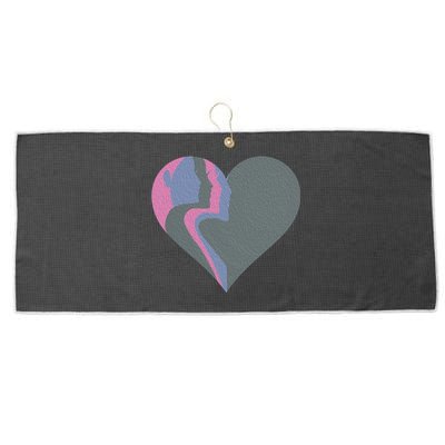 Anti Valentines Friends Galentines Day Female Profile Heart Gift Large Microfiber Waffle Golf Towel