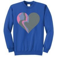 Anti Valentines Friends Galentines Day Female Profile Heart Gift Sweatshirt