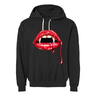 Awesome Vampire Fangs Lips Halloween Trick Or Treat Garment-Dyed Fleece Hoodie