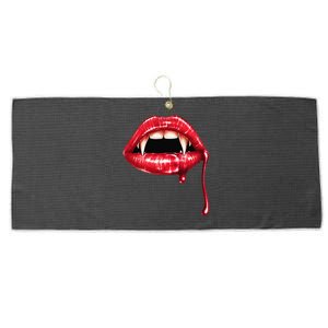 Awesome Vampire Fangs Lips Halloween Trick Or Treat Large Microfiber Waffle Golf Towel