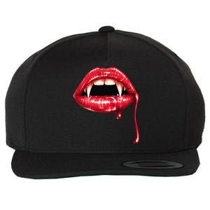 Awesome Vampire Fangs Lips Halloween Trick Or Treat Wool Snapback Cap