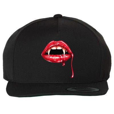 Awesome Vampire Fangs Lips Halloween Trick Or Treat Wool Snapback Cap