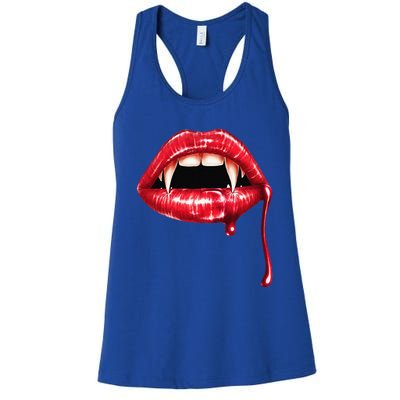 Awesome Vampire Fangs Lips Halloween Trick Or Treat Women's Racerback Tank