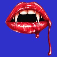 Awesome Vampire Fangs Lips Halloween Trick Or Treat Pom Pom 12in Knit Beanie