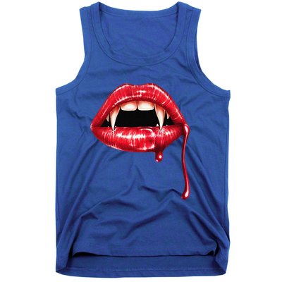 Awesome Vampire Fangs Lips Halloween Trick Or Treat Tank Top