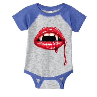 Awesome Vampire Fangs Lips Halloween Trick Or Treat Infant Baby Jersey Bodysuit
