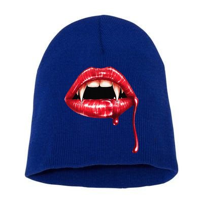 Awesome Vampire Fangs Lips Halloween Trick Or Treat Short Acrylic Beanie
