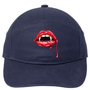 Awesome Vampire Fangs Lips Halloween Trick Or Treat 7-Panel Snapback Hat