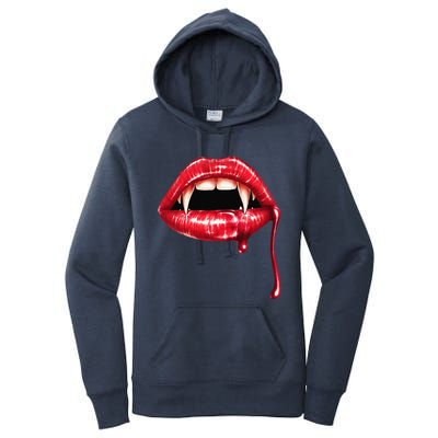 Awesome Vampire Fangs Lips Halloween Trick Or Treat Women's Pullover Hoodie