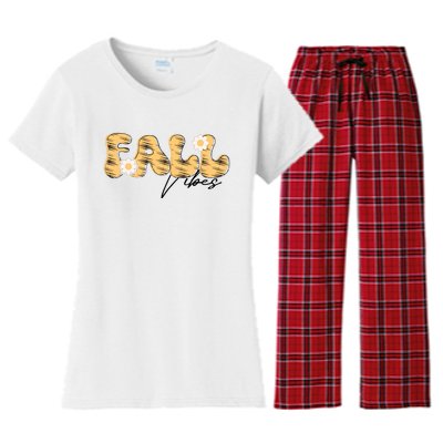 Autumn Vibes Graphic Illustration Women's Flannel Pajama Set