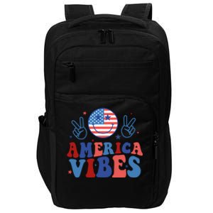 America Vibes Groovy Smile Emotion Usa Flag 4th Of July Gift Impact Tech Backpack