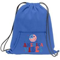 America Vibes Groovy Smile Emotion Usa Flag 4th Of July Gift Sweatshirt Cinch Pack Bag