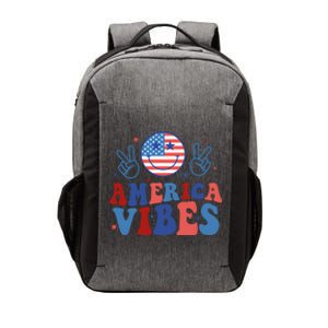 America Vibes Groovy Smile Emotion Usa Flag 4th Of July Gift Vector Backpack