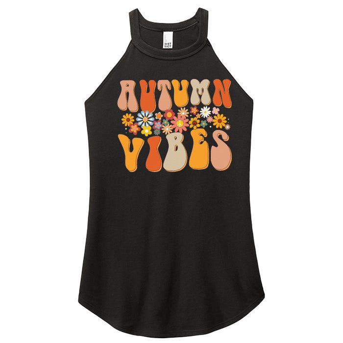 Autumn Vibes Groovy Design Fall Lover Thanksgiving Day Women’s Perfect Tri Rocker Tank