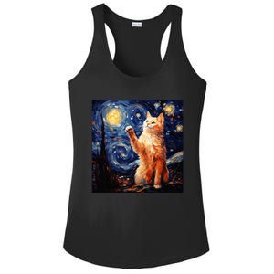 Art Van Gogh Starry Night Cat Gifts For Cats Lover Mom Dad Ladies PosiCharge Competitor Racerback Tank