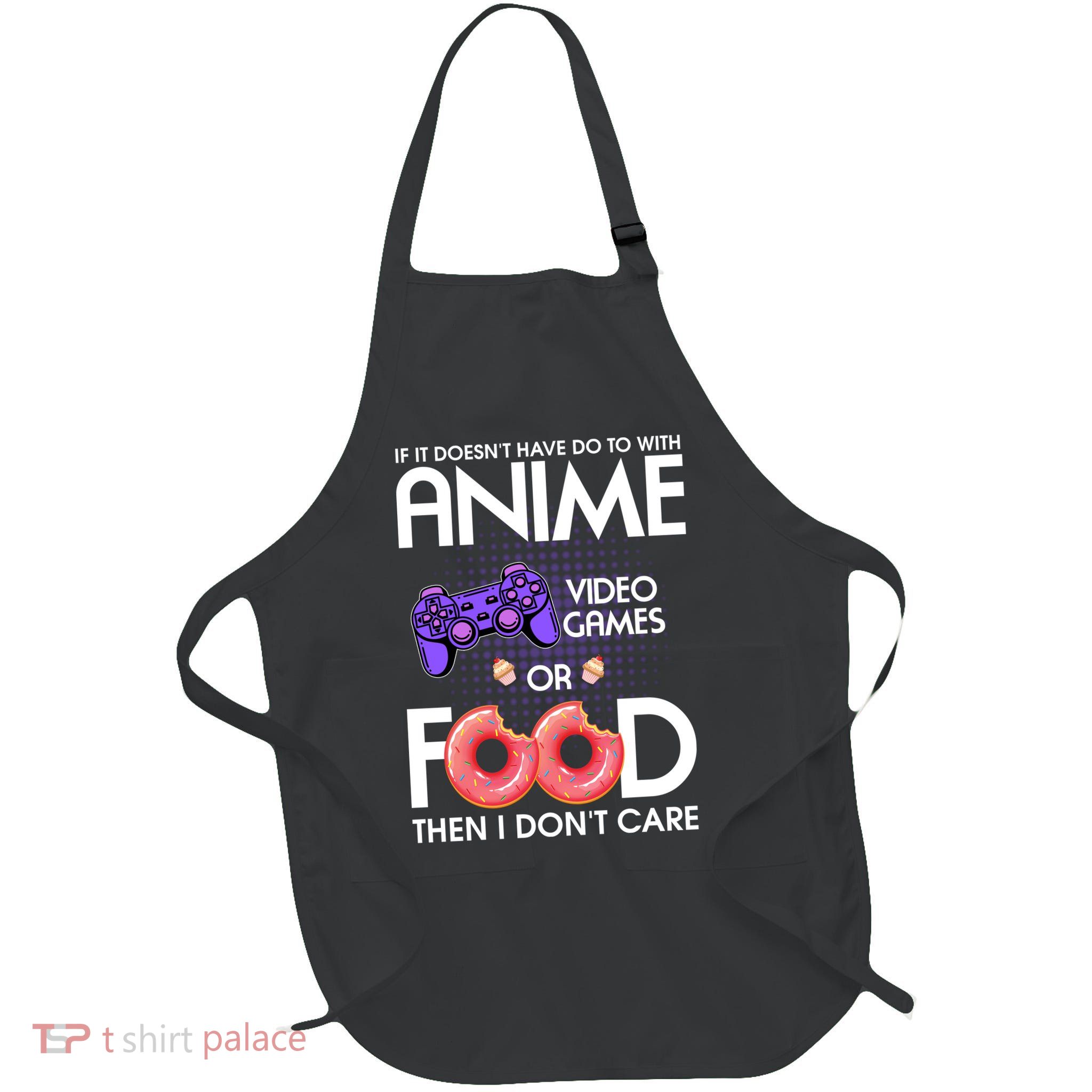 Anime Video Games And Food Lover Full-Length Apron With Pockets