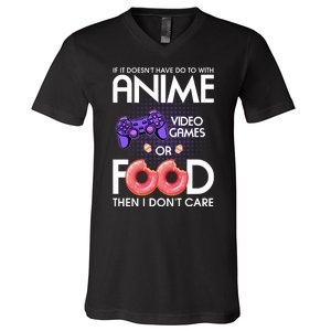 Anime Video Games And Food Lover V-Neck T-Shirt