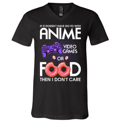 Anime Video Games And Food Lover V-Neck T-Shirt