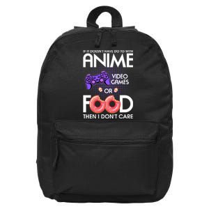 Anime Video Games And Food Lover 16 in Basic Backpack