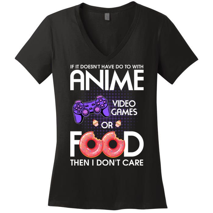 Anime Video Games And Food Lover Women's V-Neck T-Shirt