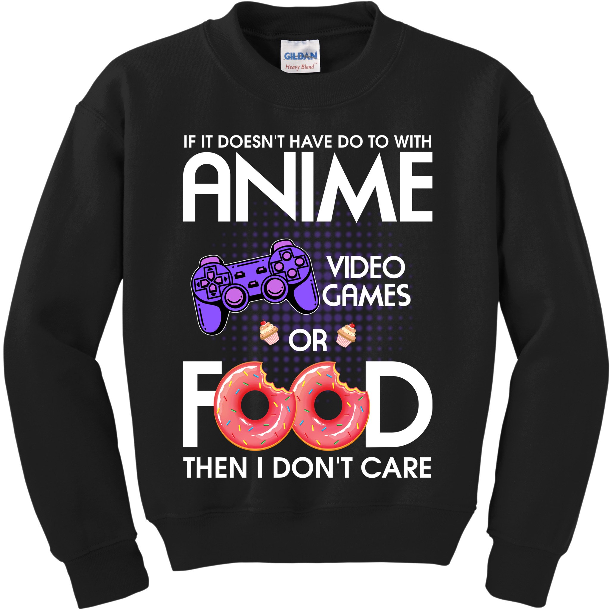 Anime Video Games And Food Lover Kids Sweatshirt
